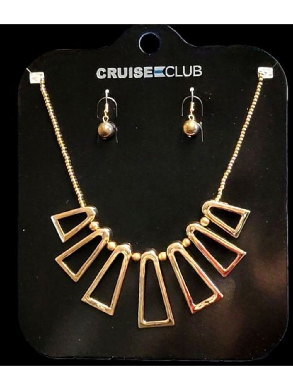 Cruise Club GOLD Necklace Set with Earrings Goldtone ADJUSTABLE Necklace